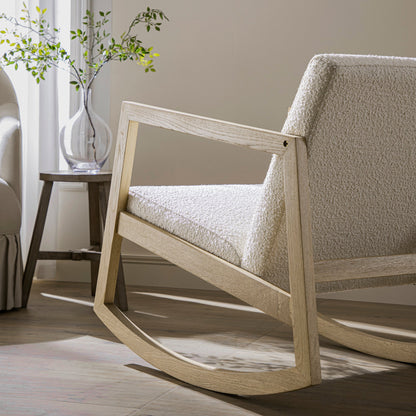Fyne Ecru Boucle Rocking Natural Oak Armchair