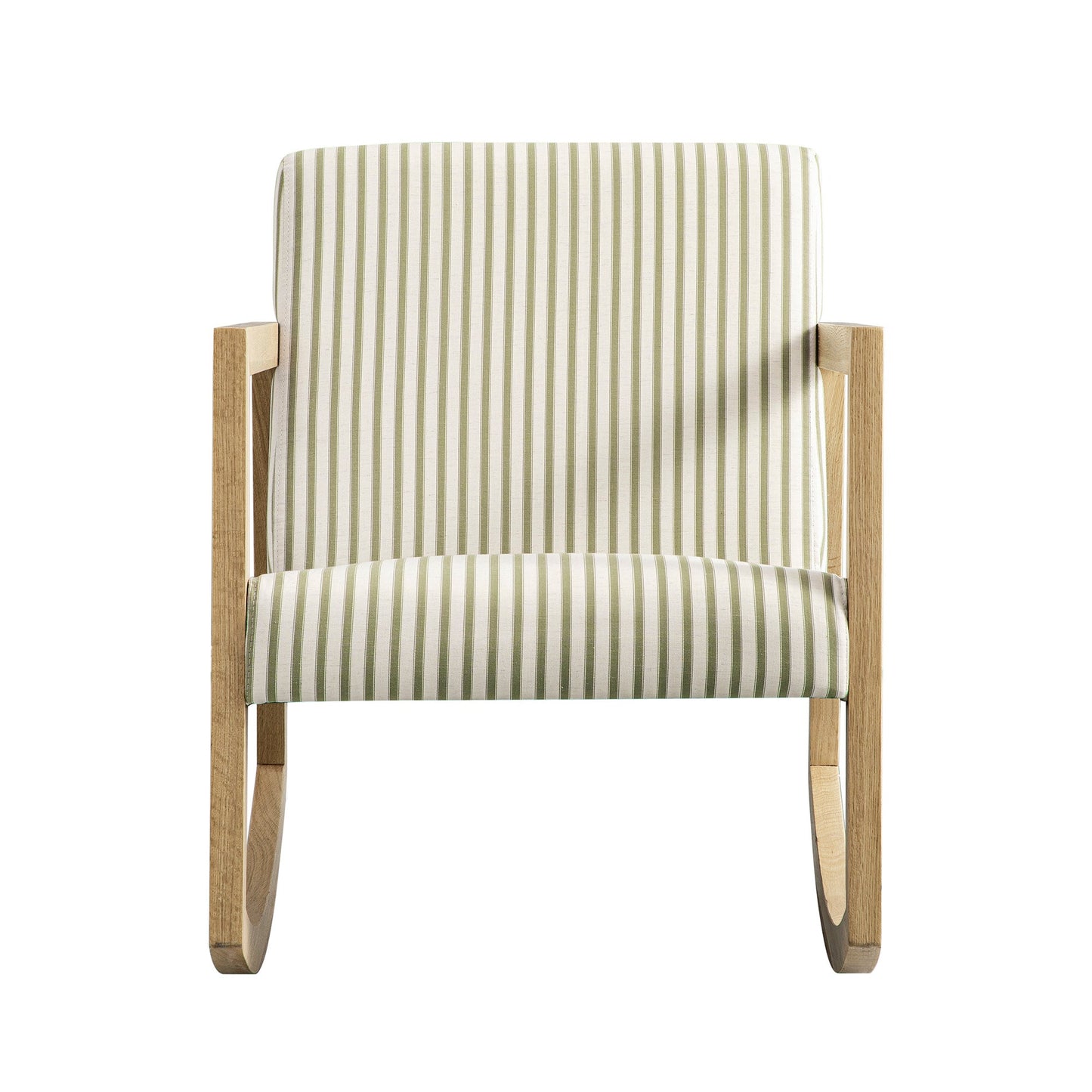 Fyne Sage Striped Linen Blend Natural Oak Rocking Armchair