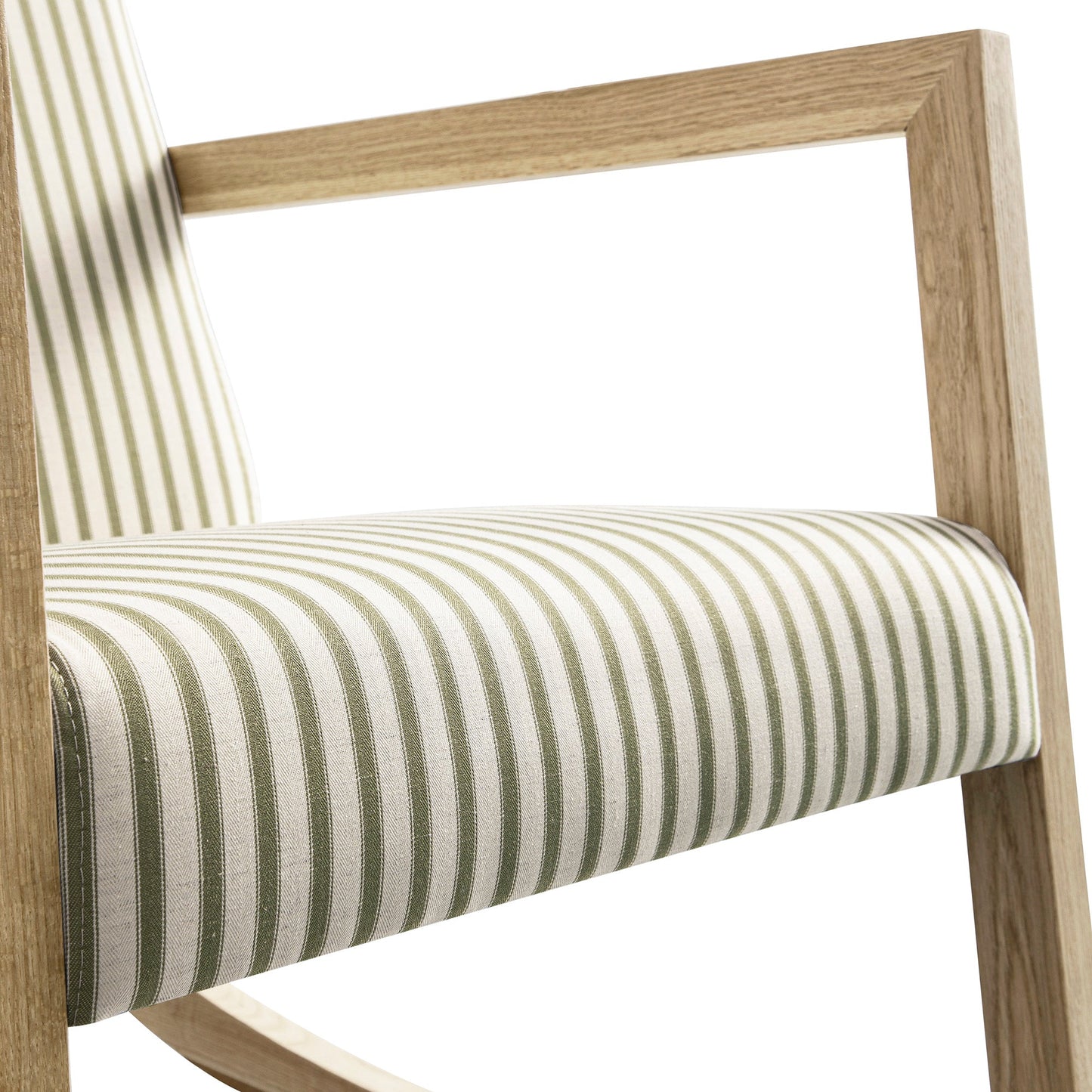 Fyne Sage Striped Linen Blend Natural Oak Rocking Armchair