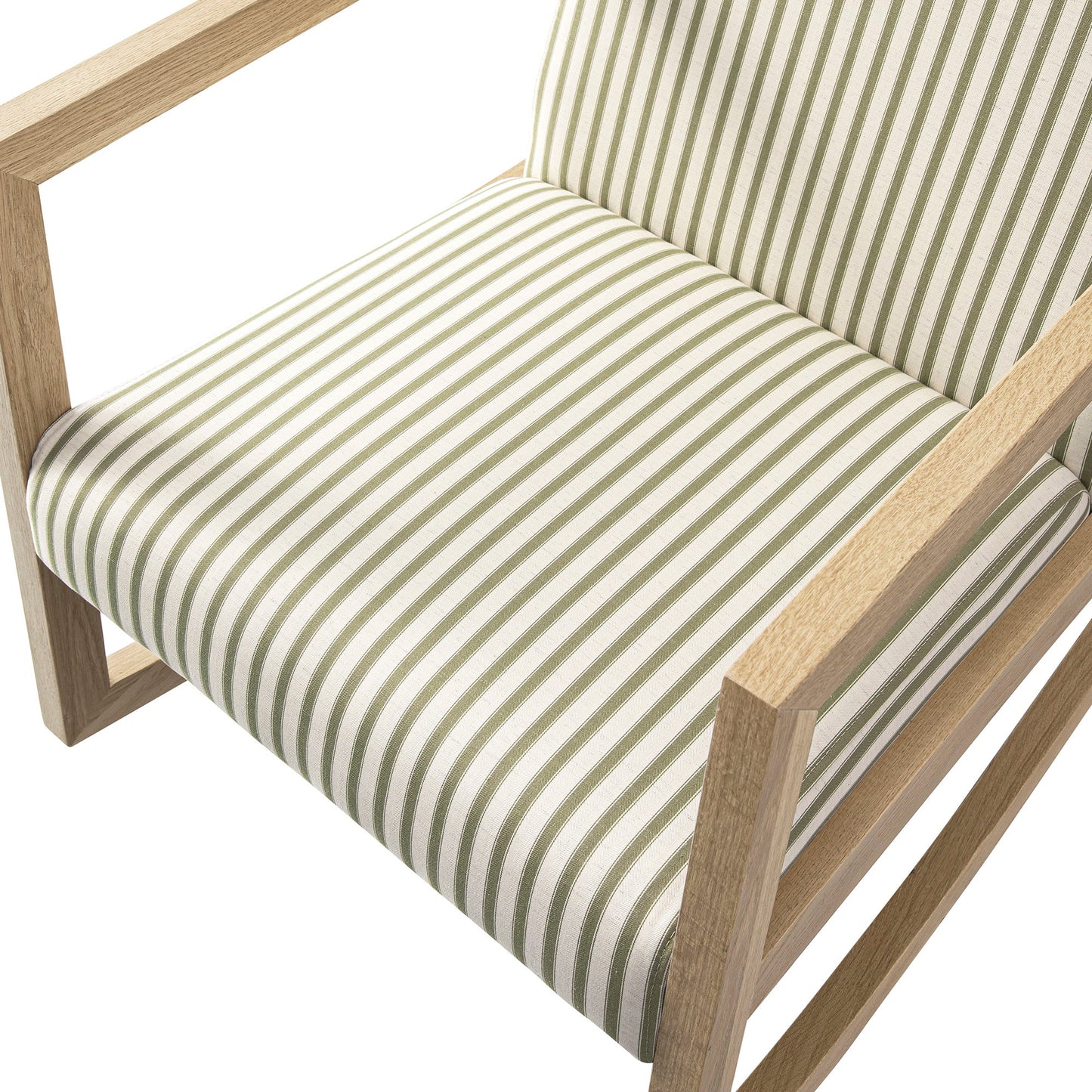 Fyne Sage Striped Linen Blend Natural Oak Rocking Armchair
