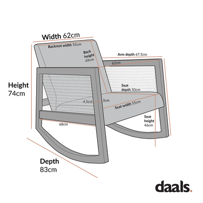 Fyne Ecru Boucle Rocking Natural Oak Armchair with Rattan Armrests