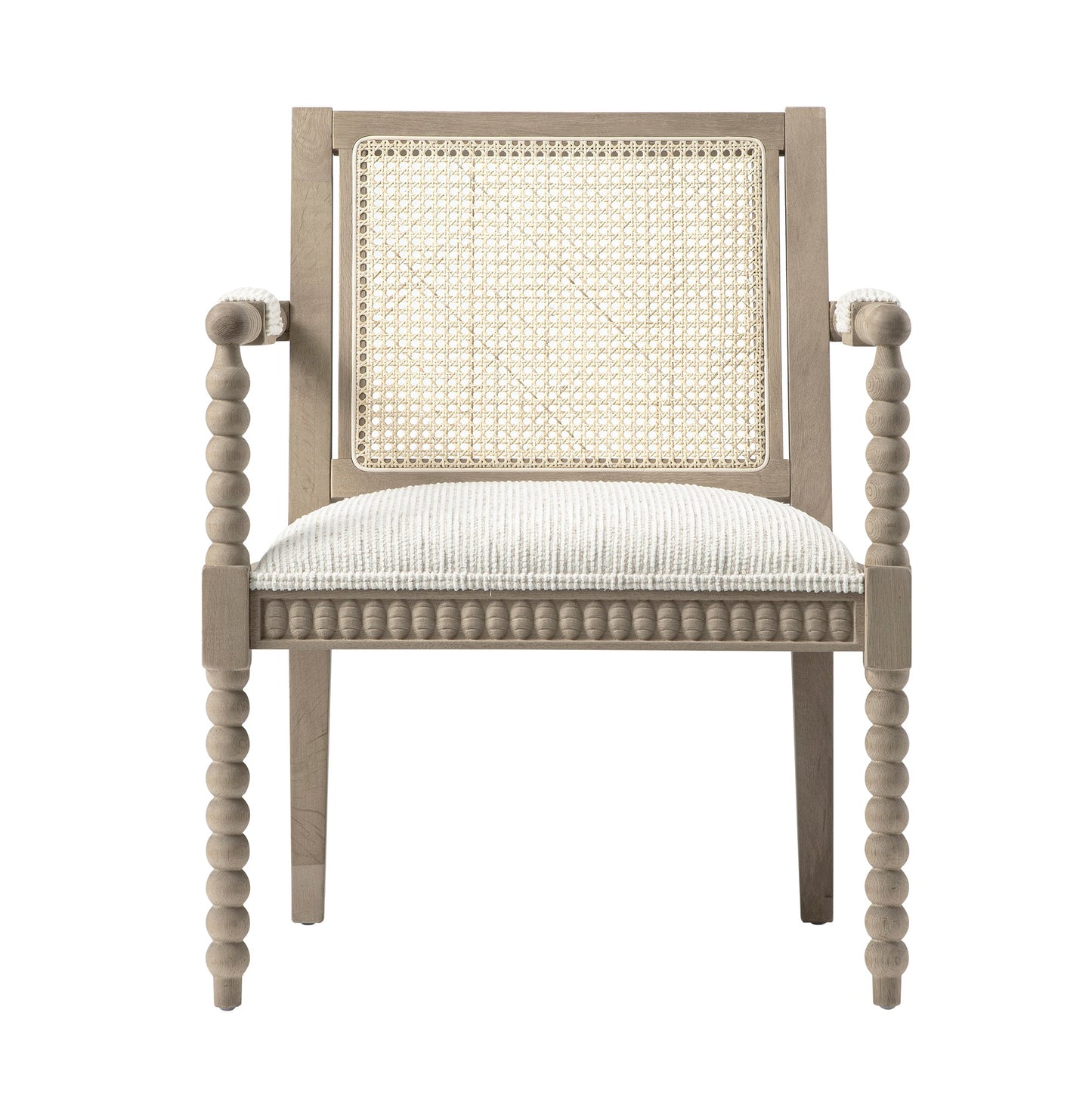 Hemingford Beige Textured Fabric Bobbin Washed Oak Armchair