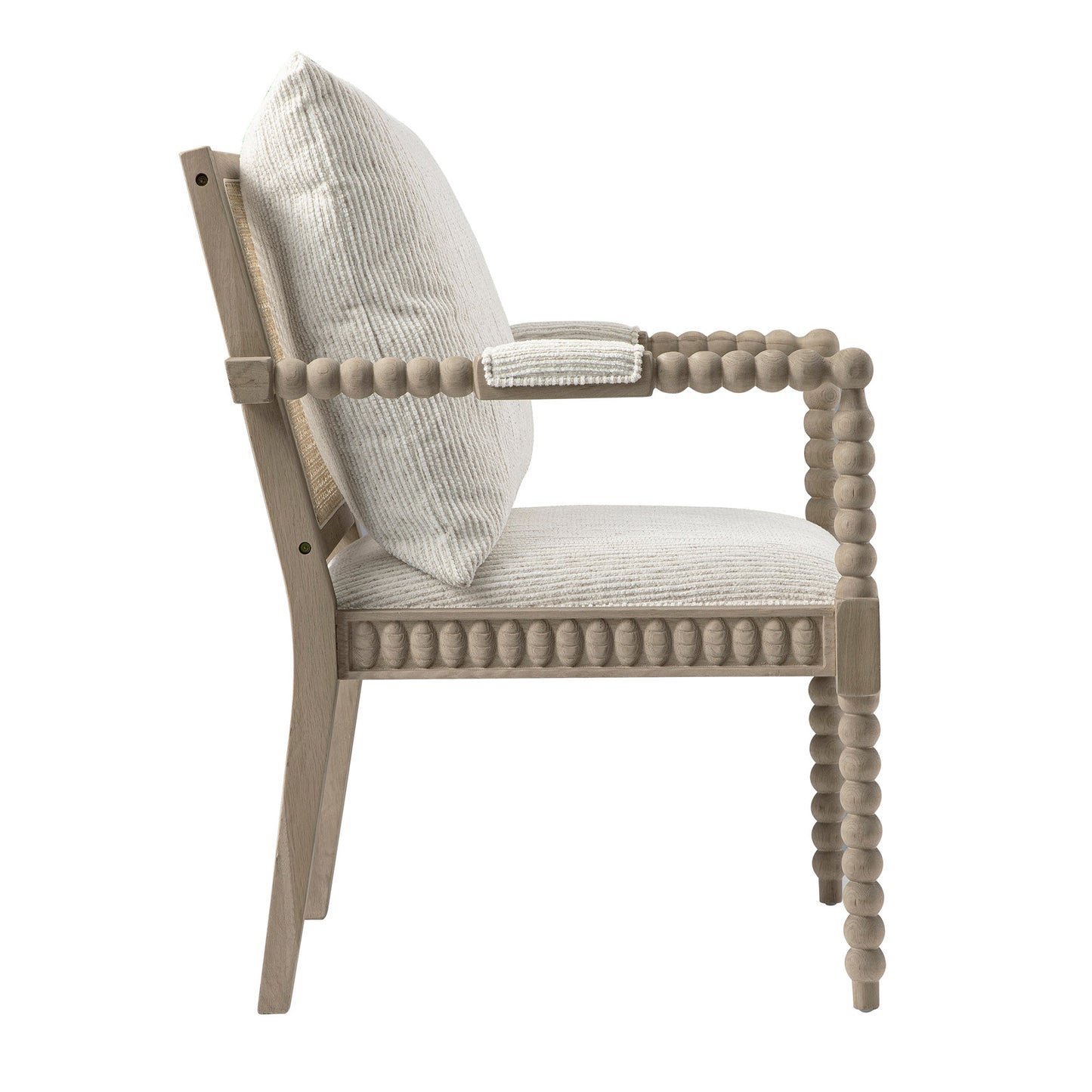 Hemingford Beige Textured Fabric Bobbin Washed Oak Armchair