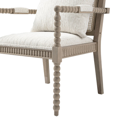 Hemingford Beige Textured Fabric Bobbin Washed Oak Armchair