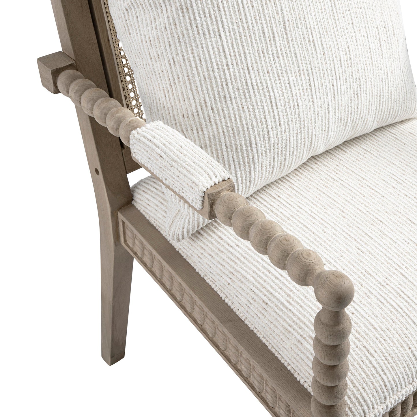 Hemingford Beige Textured Fabric Bobbin Washed Oak Armchair