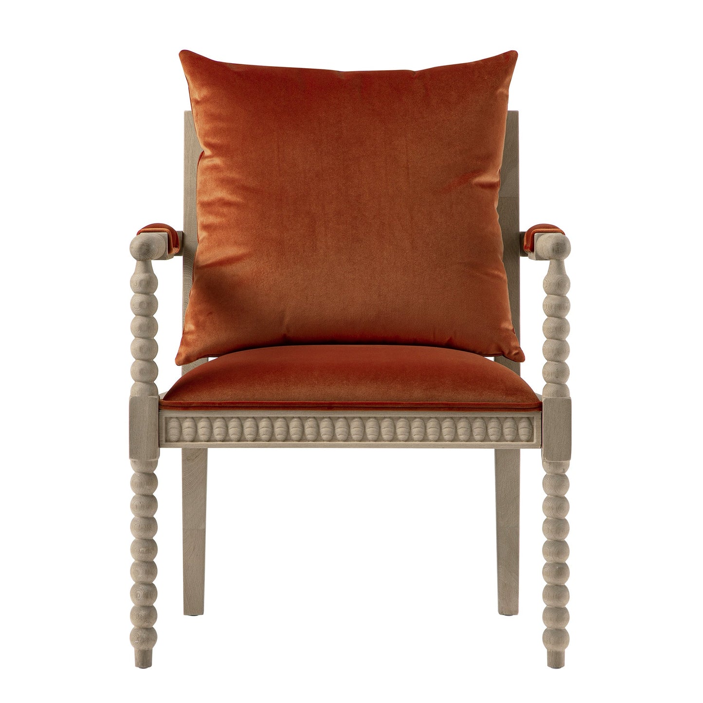 Hemingford Rust Velvet Bobbin Washed Oak Armchair