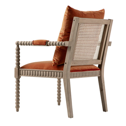 Hemingford Rust Velvet Bobbin Washed Oak Armchair