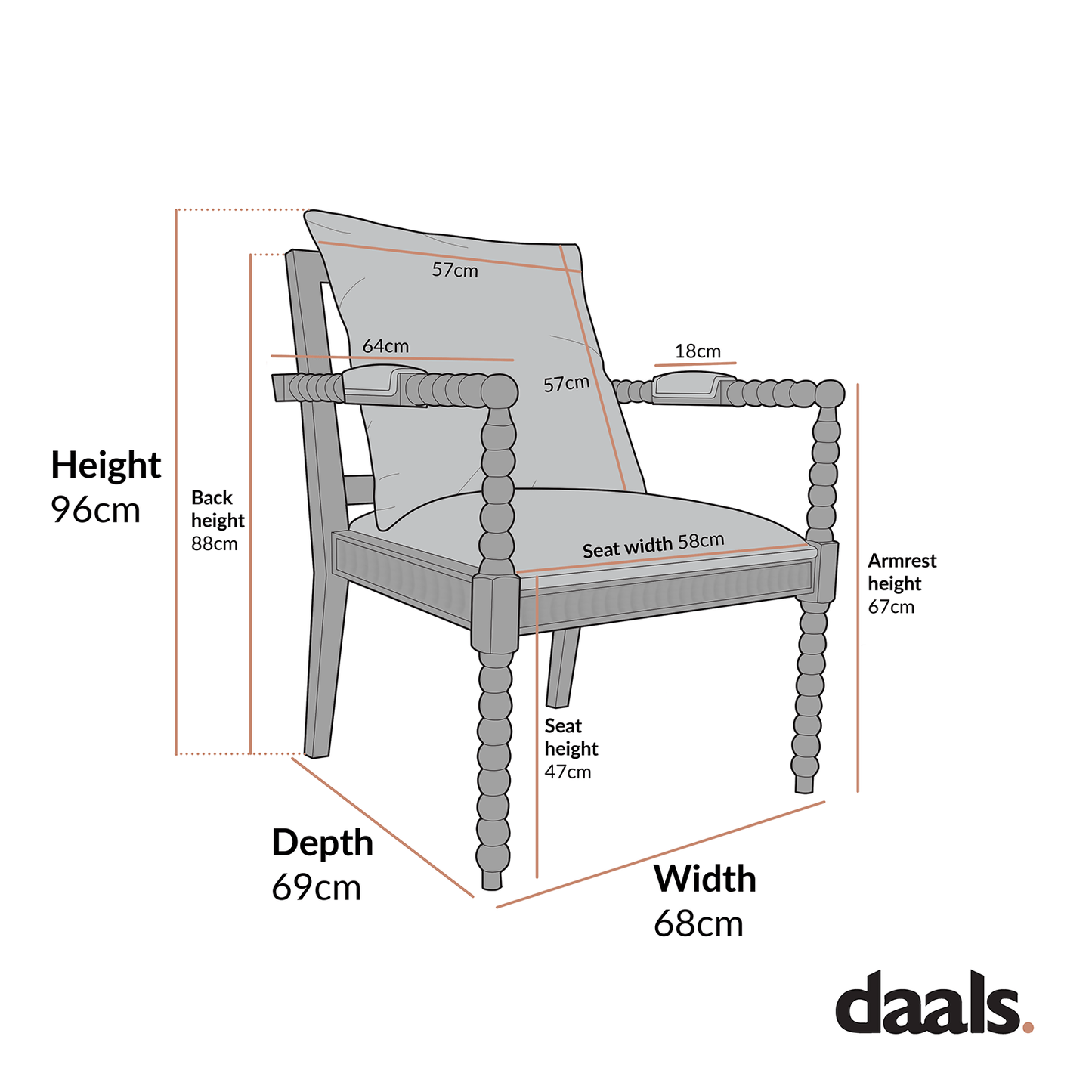 Hemingford Beige Textured Fabric Bobbin Washed Oak Armchair