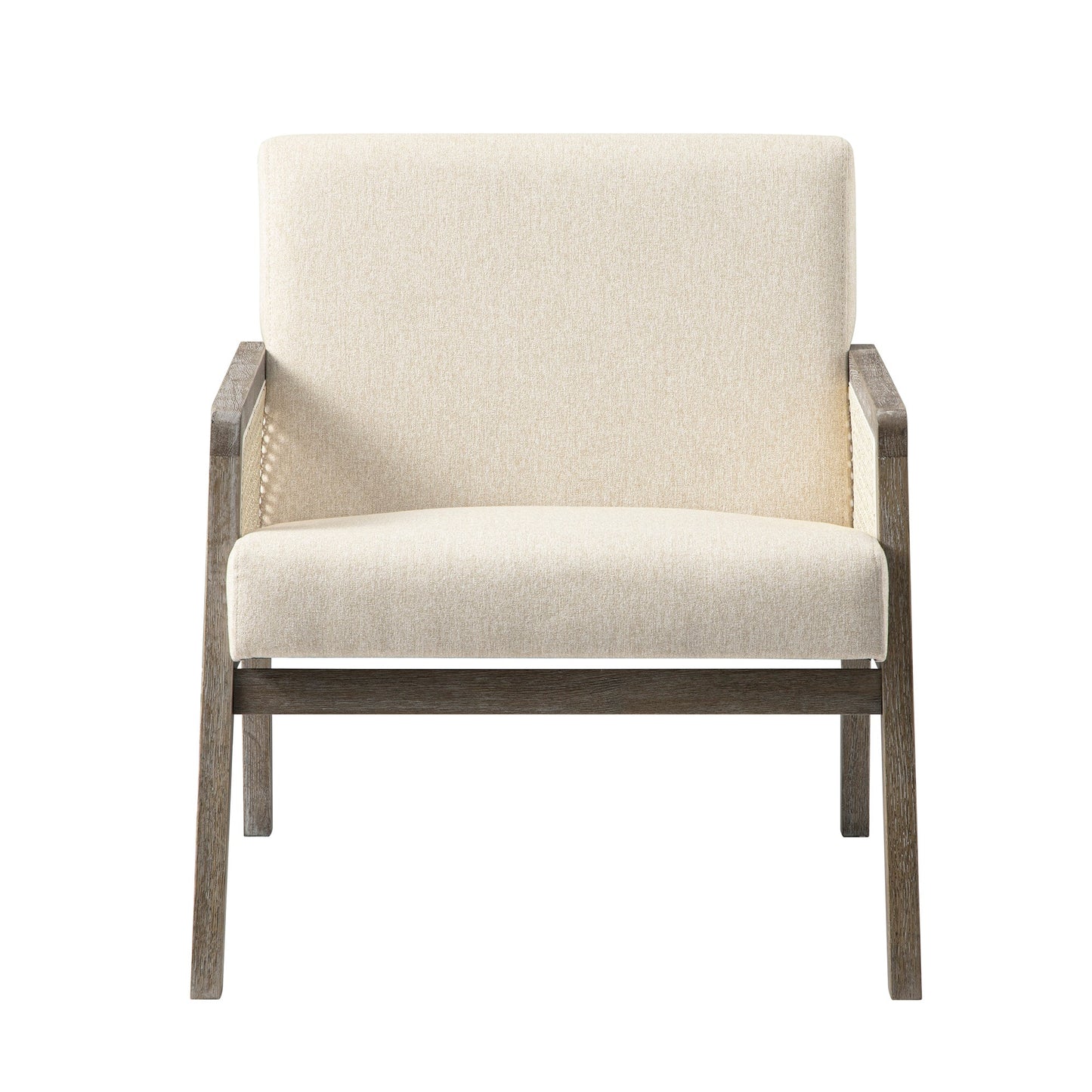 Fyne Oatmeal Fabric Weathered Oak Frame Rattan Armchair