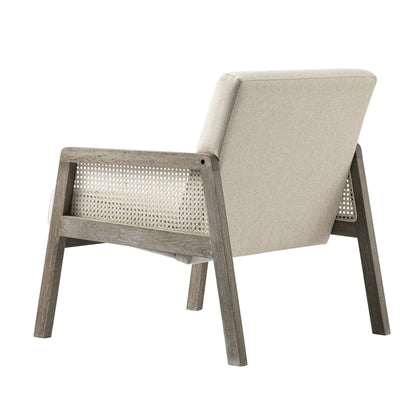 Fyne Oatmeal Fabric Weathered Oak Frame Rattan Armchair