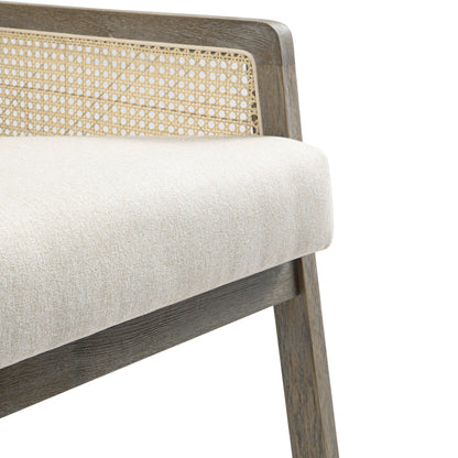 Fyne Oatmeal Fabric Weathered Oak Frame Rattan Armchair
