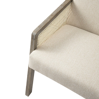 Fyne Oatmeal Fabric Weathered Oak Frame Rattan Armchair