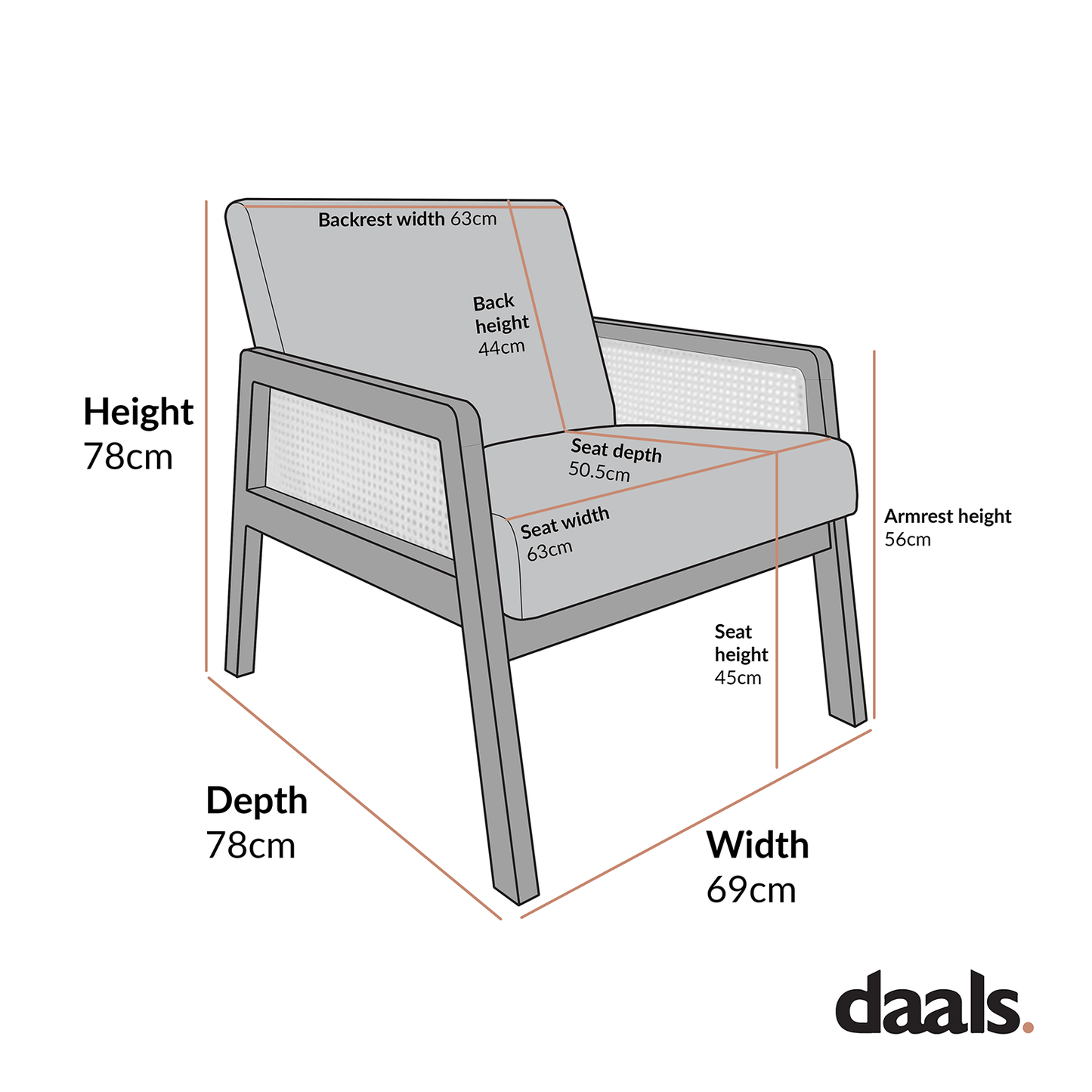 Fyne Aegean Blue Velvet Weathered Oak Frame Rattan Armchair