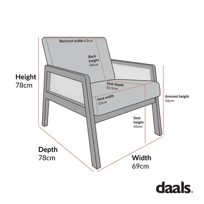 Fyne Aegean Blue Velvet Weathered Oak Frame Rattan Armchair
