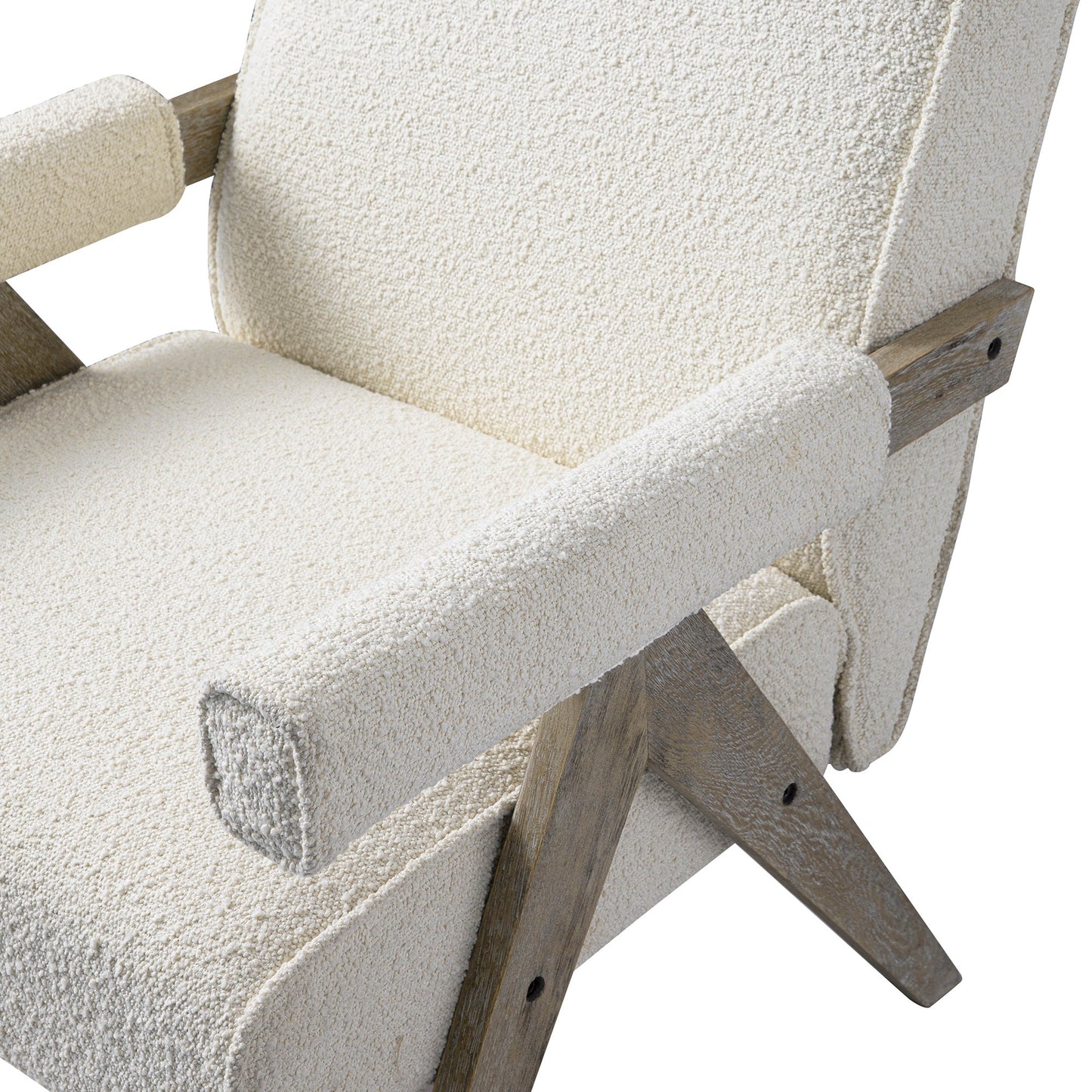Chinnor Beige Boucle Weathered Oak Frame Accent Chair
