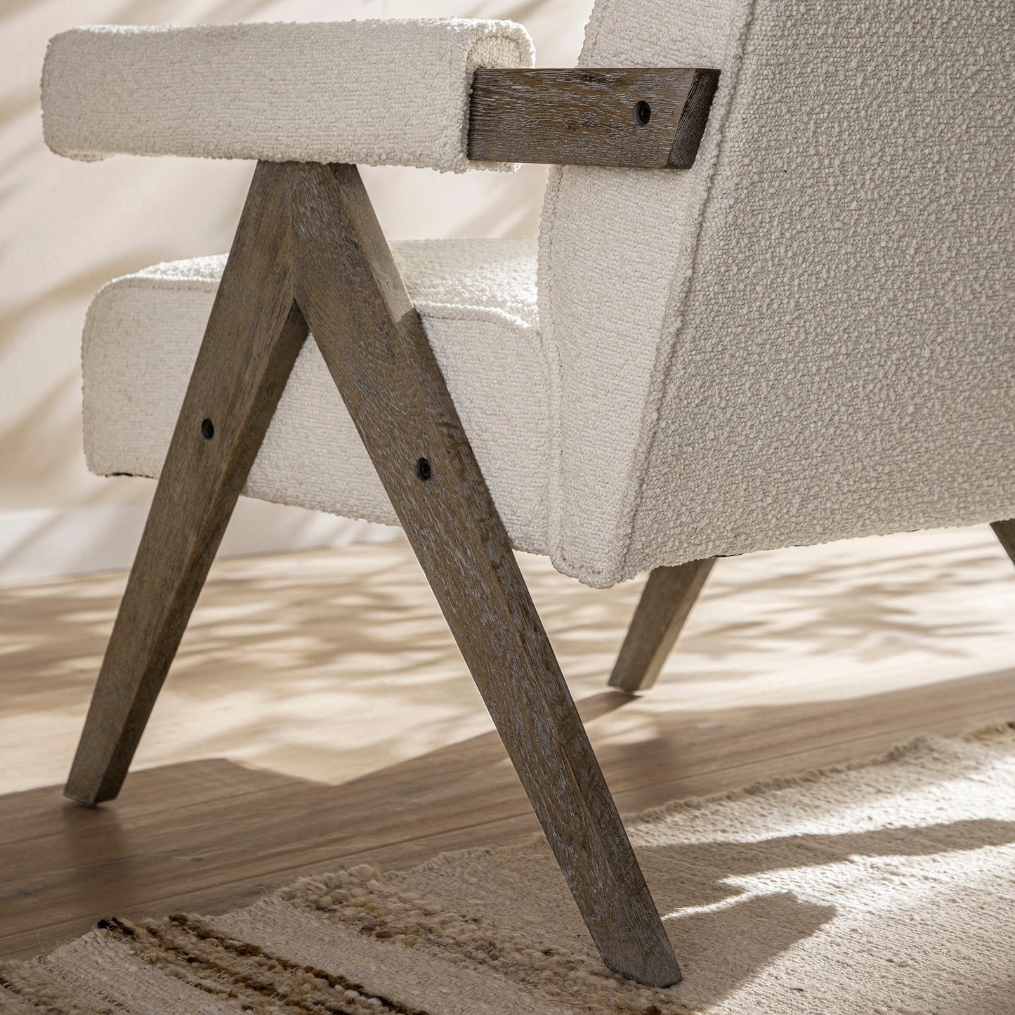 Chinnor Beige Boucle Weathered Oak Frame Accent Chair