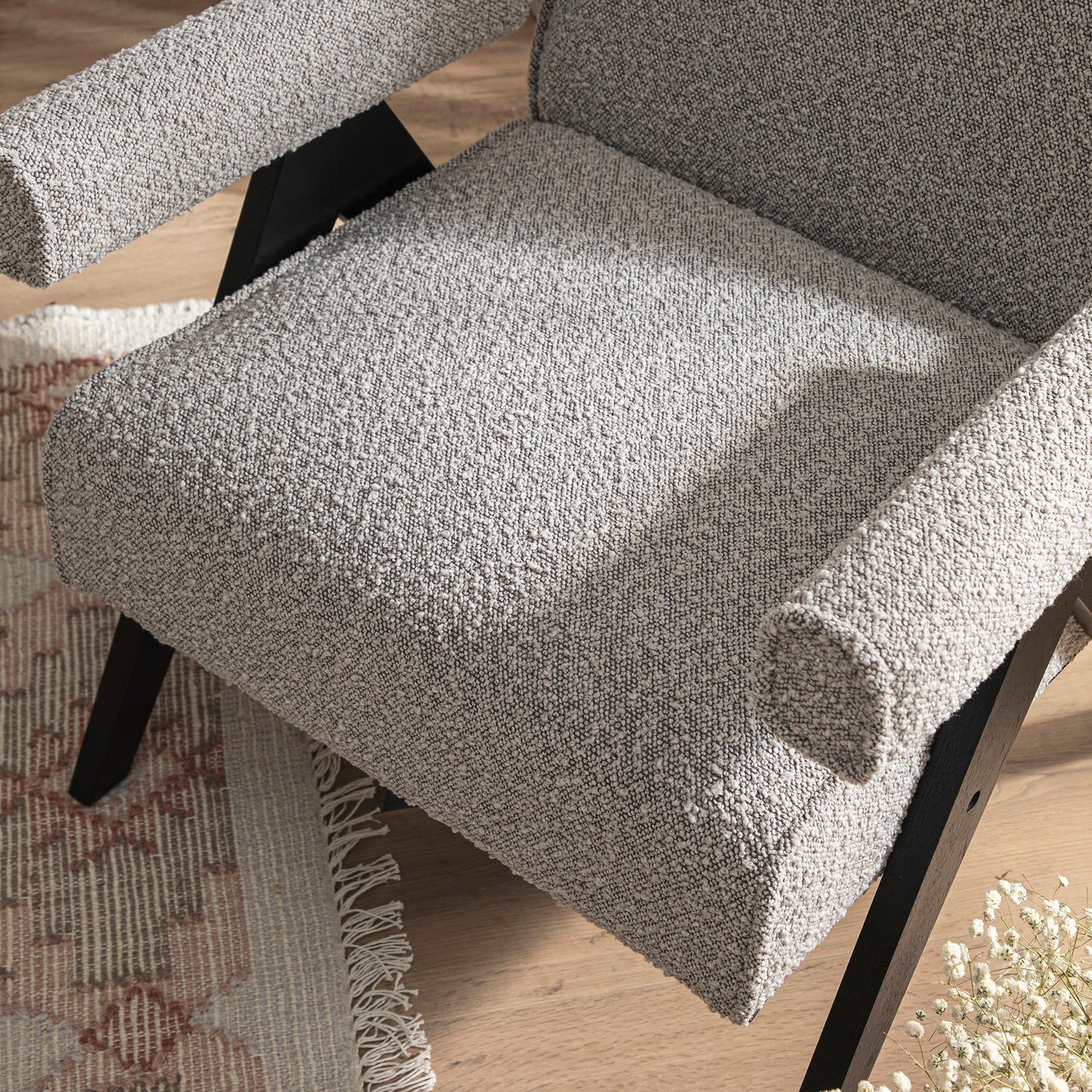 Chinnor Taupe Boucle Black Oak Frame Accent Chair