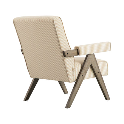 Chinnor Ochre Striped Linen Blend Weathered Oak Frame Accent Chair