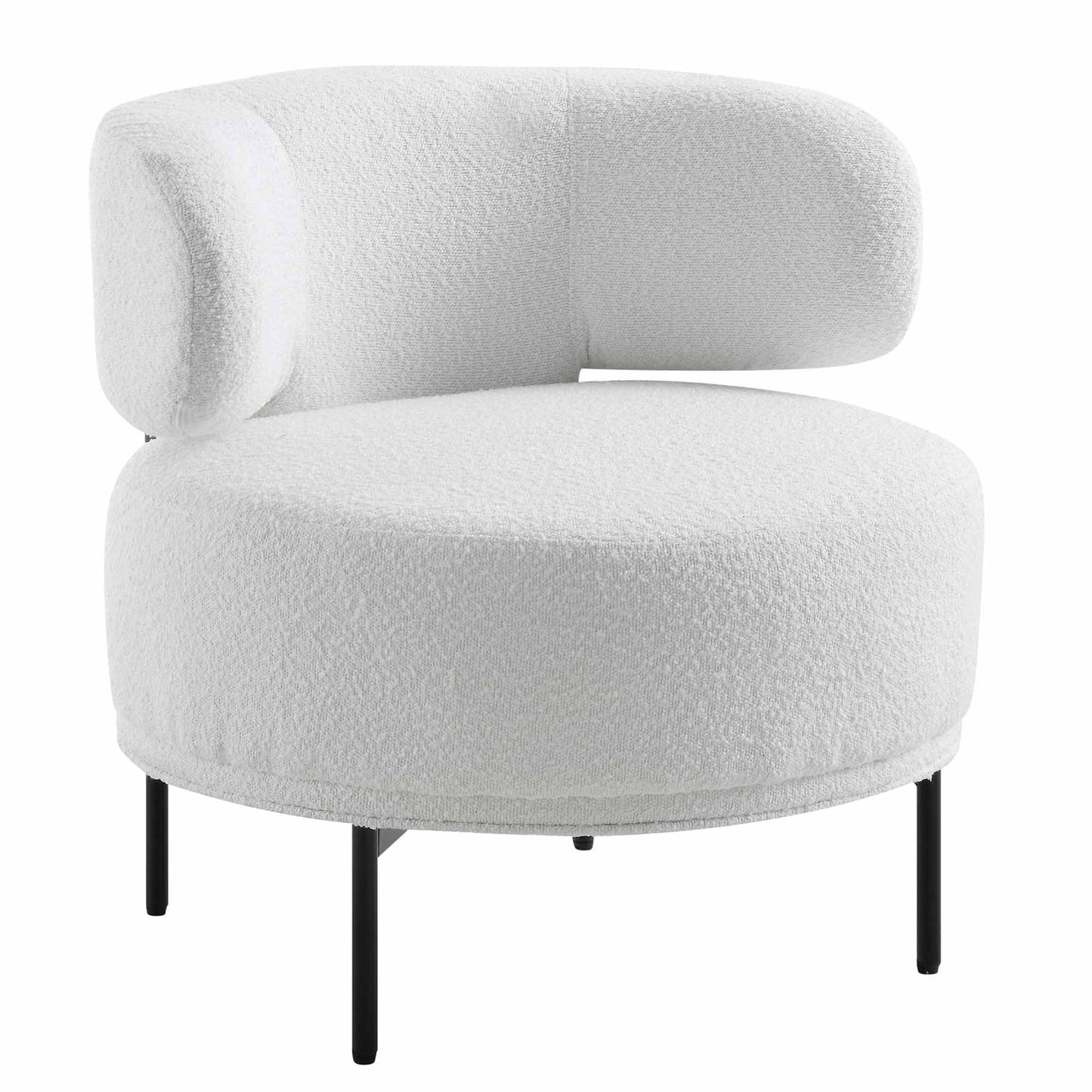 Penn White Boucle Wing Back Accent Chair