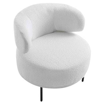 Penn White Boucle Wing Back Accent Chair