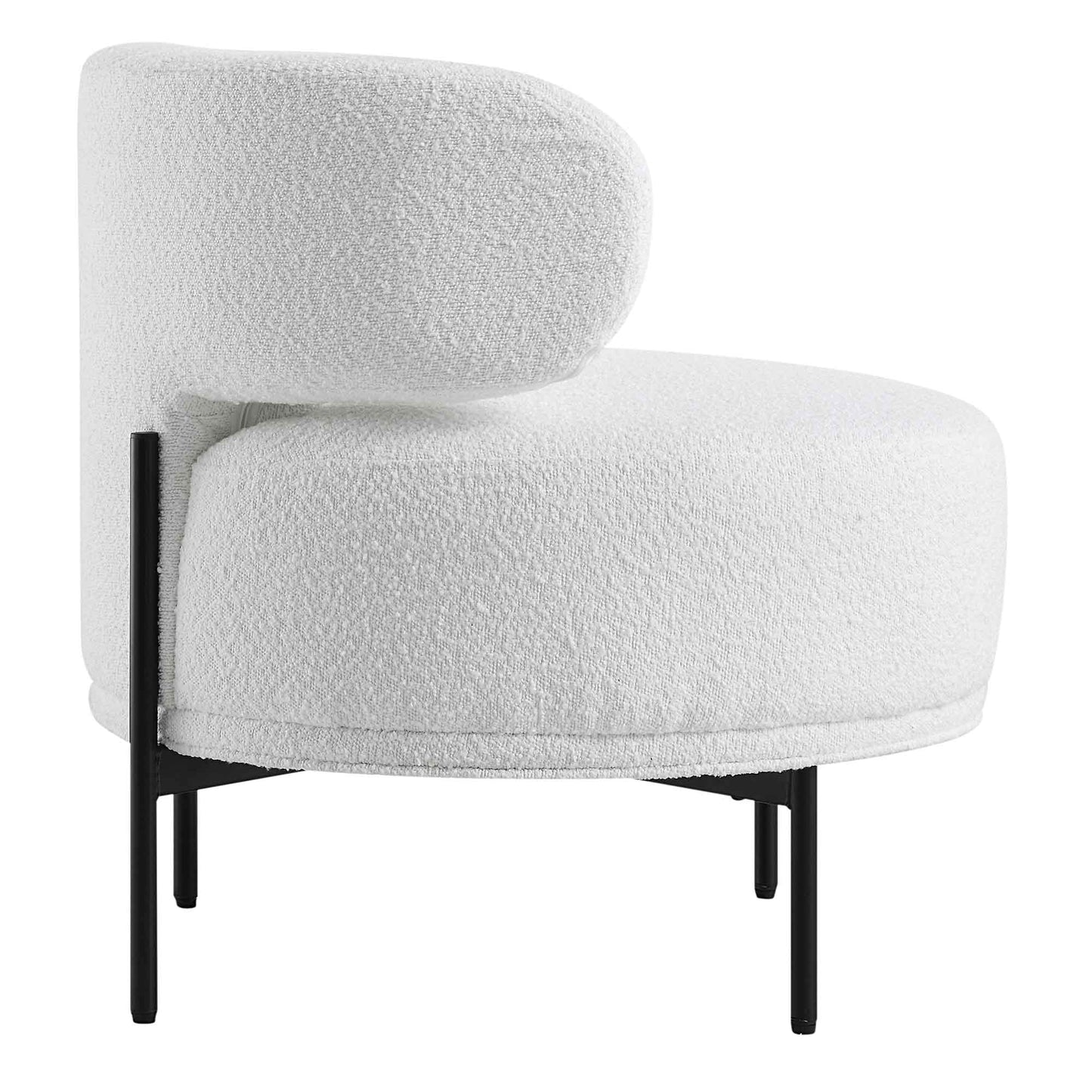 Penn White Boucle Wing Back Accent Chair
