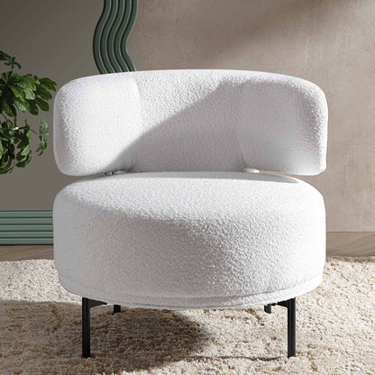 Penn White Boucle Wing Back Accent Chair
