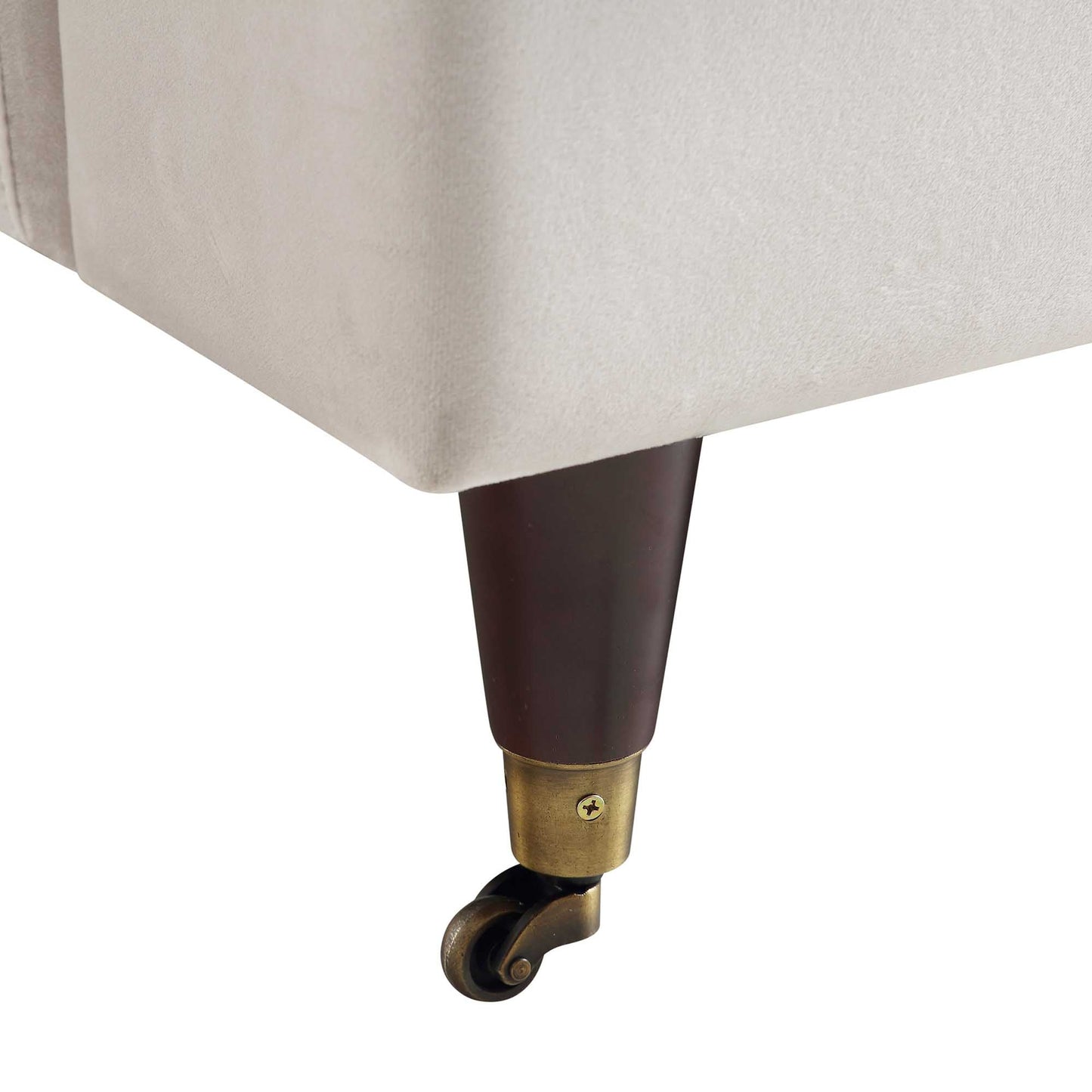 Brigette Beige Velvet Armchair with Antique Brass Castor Legs