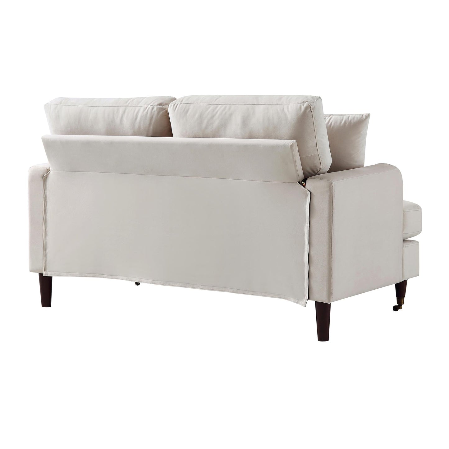Brigette 2-Seater Beige Velvet Sofa with Antique Brass Castor Legs