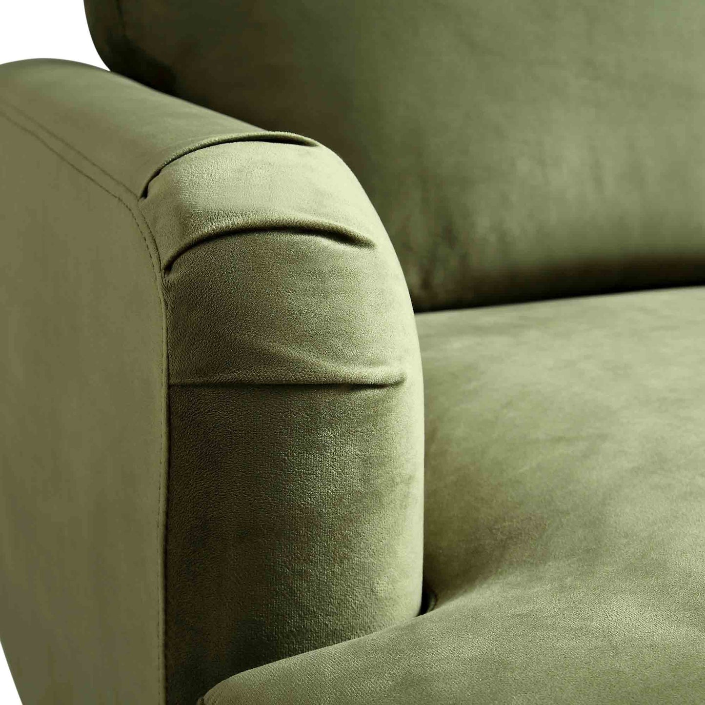 Brigette Olive Green Velvet Armchair with Antique Brass Castor Legs