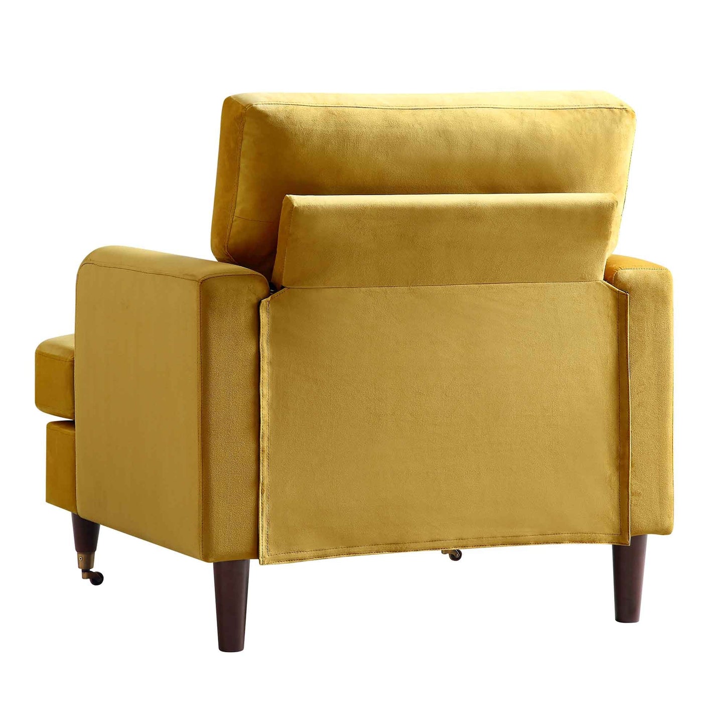 Brigette Mustard Velvet Armchair with Antique Brass Castor Legs