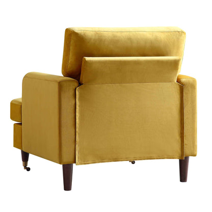 Brigette Mustard Velvet Armchair with Antique Brass Castor Legs
