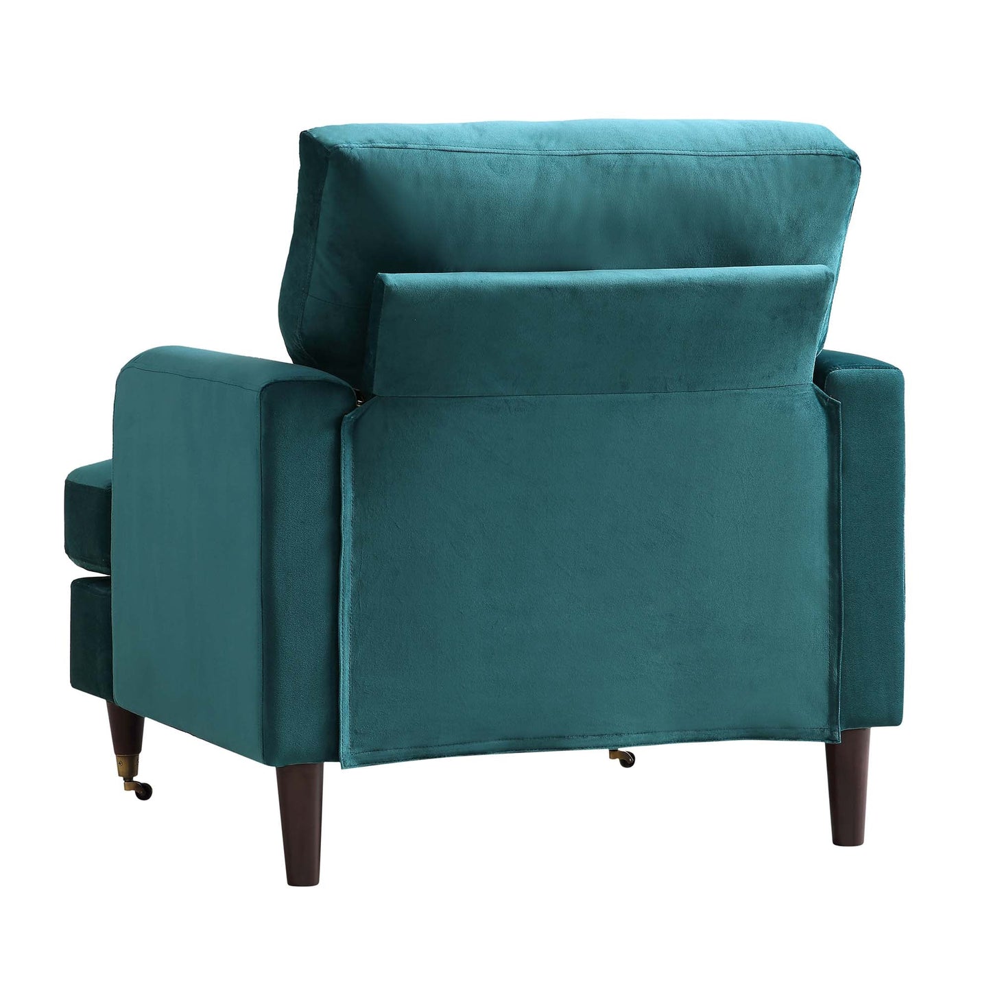 Brigette Teal Velvet Armchair with Antique Brass Castor Legs