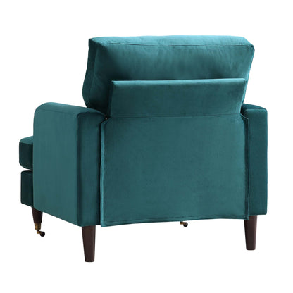 Brigette Teal Velvet Armchair with Antique Brass Castor Legs