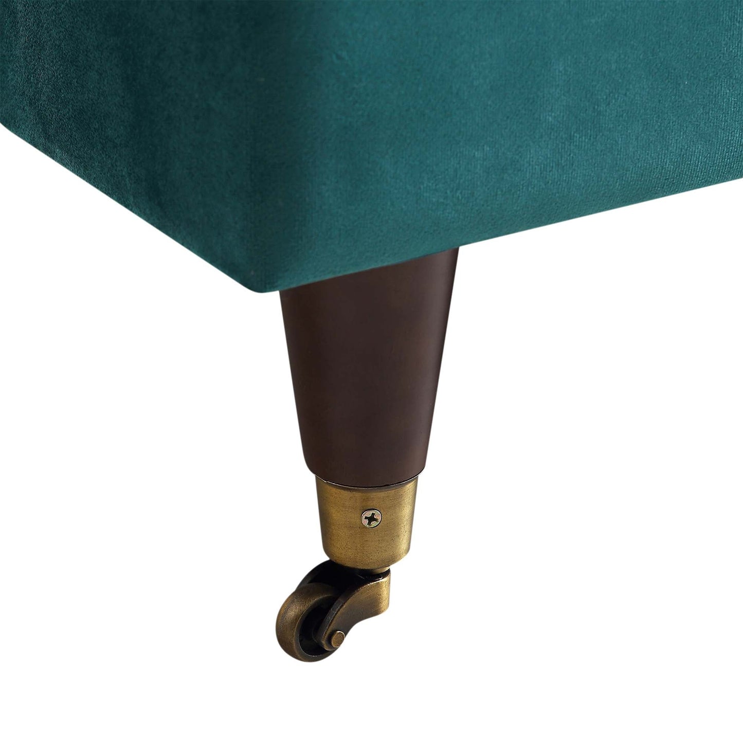 Brigette Teal Velvet Armchair with Antique Brass Castor Legs
