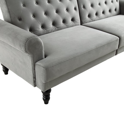 Hanney 3-Seater Chesterfield Sofabed in Grey Velvet