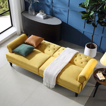 Hanney 3-Seater Chesterfield Sofabed in Mustard Yellow Velvet