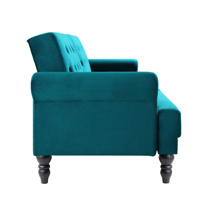 Hanney 3-Seater Chesterfield Sofabed in Teal Velvet