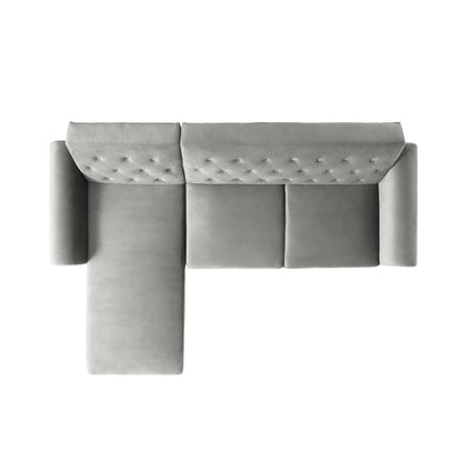 Hanney Chesterfield Chaise Sofabed in Grey Velvet