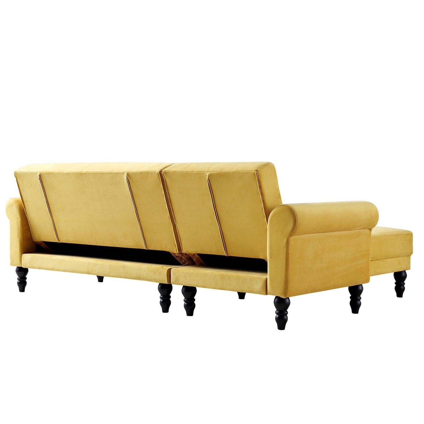 Hanney Chesterfield Chaise Sofabed in Mustard Yellow Velvet