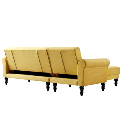 Hanney Chesterfield Chaise Sofabed in Mustard Yellow Velvet