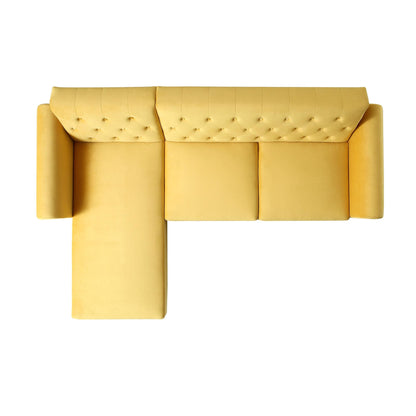 Hanney Chesterfield Chaise Sofabed in Mustard Yellow Velvet