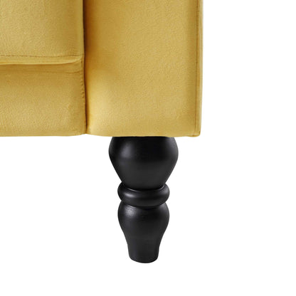 Hanney Chesterfield Chaise Sofabed in Mustard Yellow Velvet