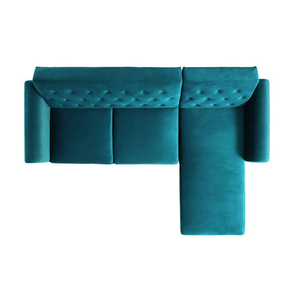 Hanney Chesterfield Chaise Sofabed in Teal Velvet