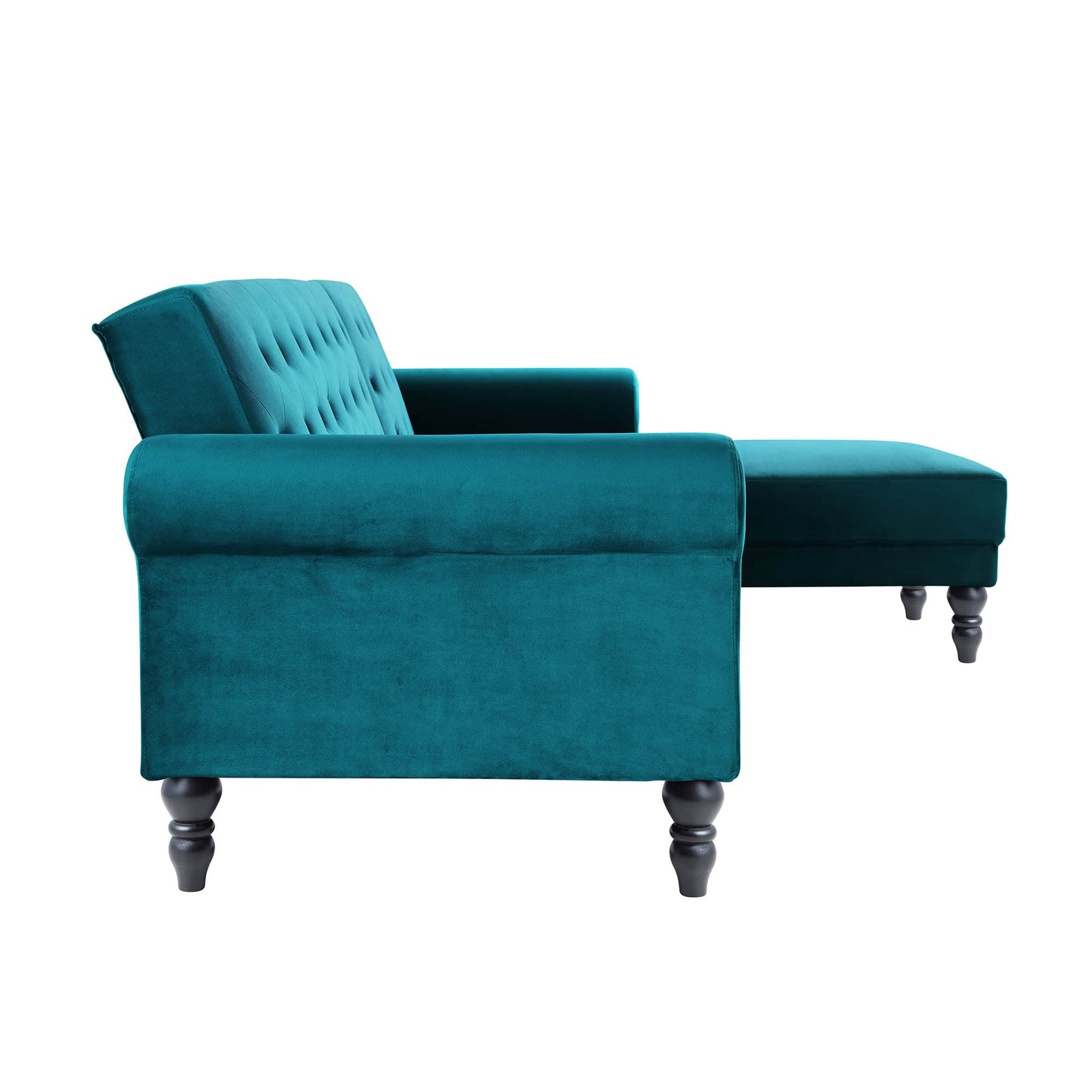 Hanney Chesterfield Chaise Sofabed in Teal Velvet
