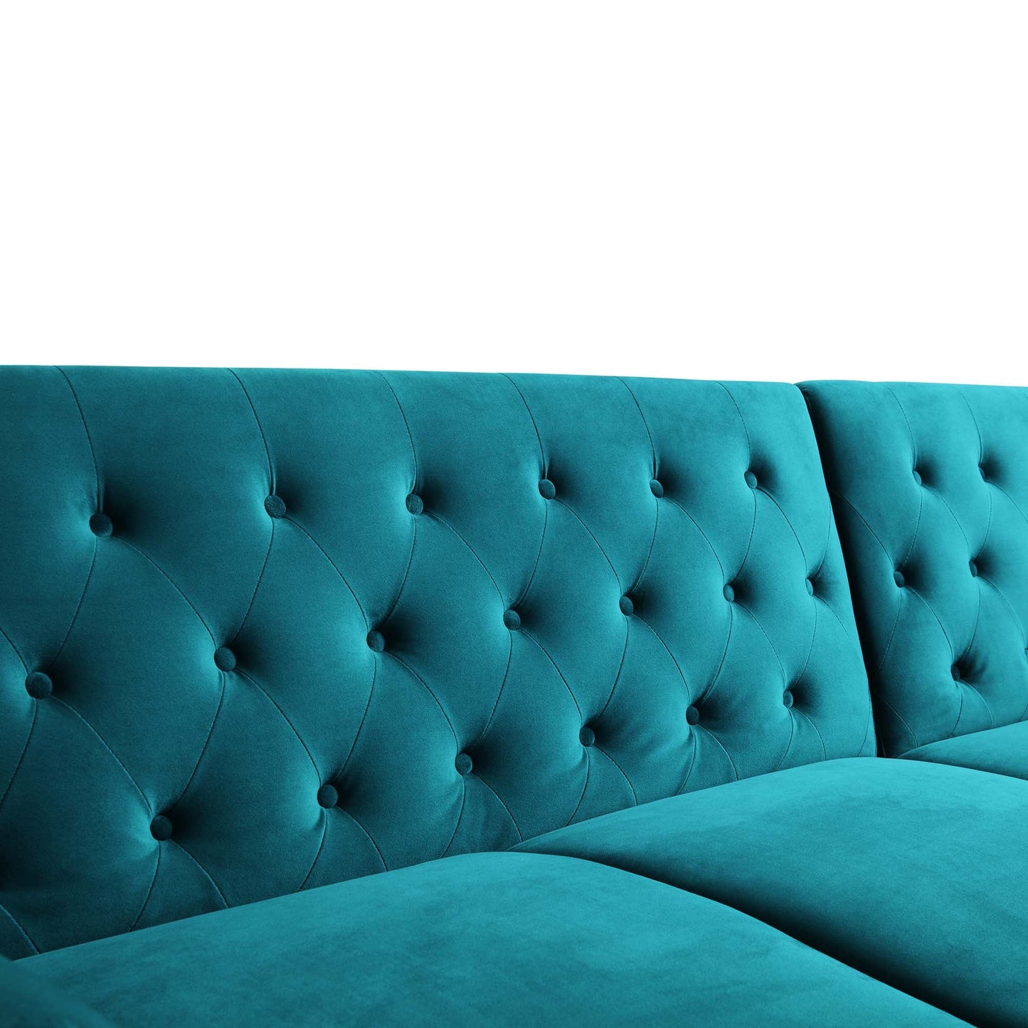 Hanney Chesterfield Chaise Sofabed in Teal Velvet
