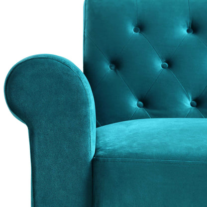 Hanney Chesterfield Chaise Sofabed in Teal Velvet