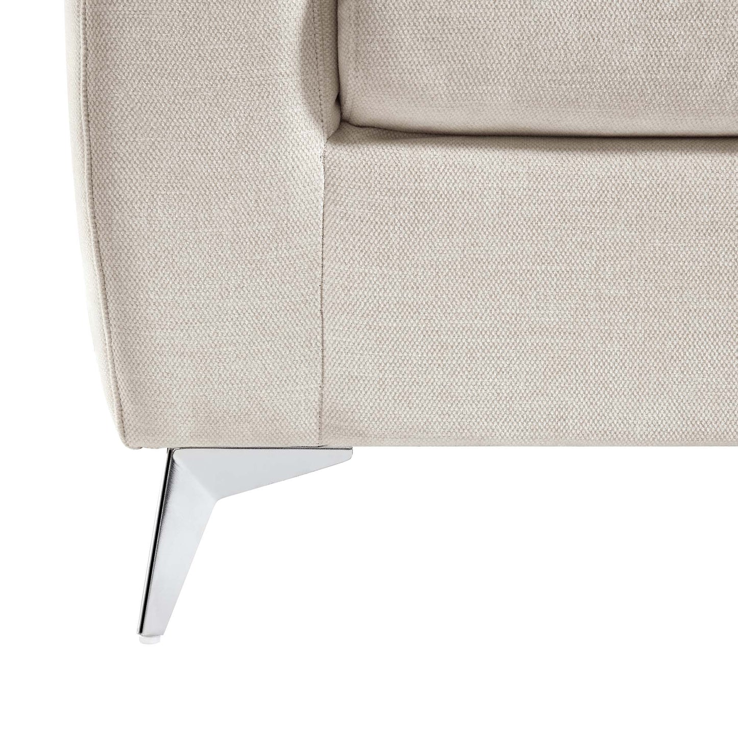 Noak 2-Seater Beige Woven Fabric Sofa with Chrome Legs