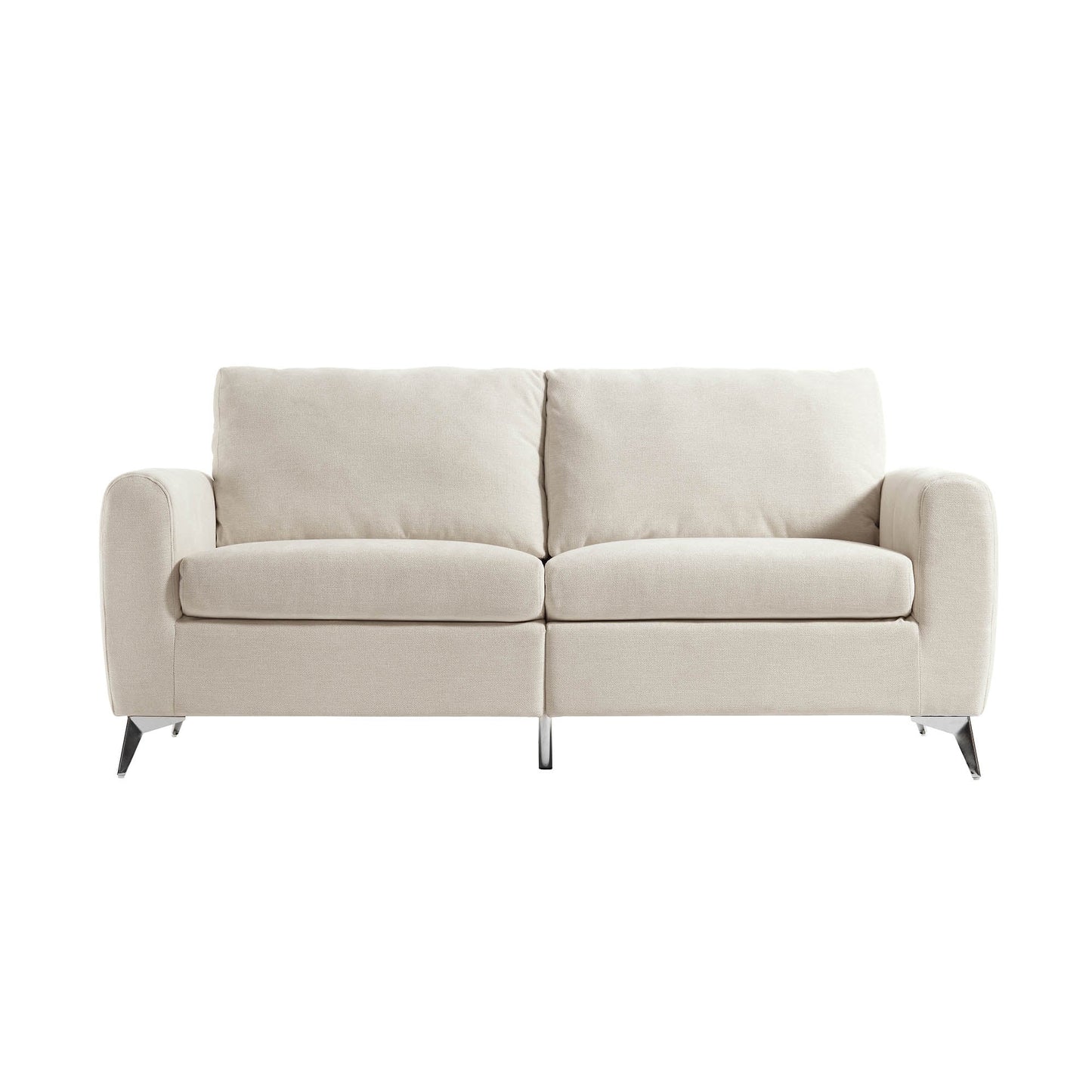 Noak 3-Seater Beige Woven Fabric Sofa with Chrome Legs