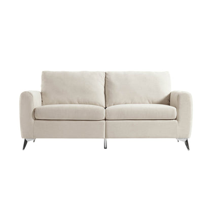 Noak 3-Seater Beige Woven Fabric Sofa with Chrome Legs