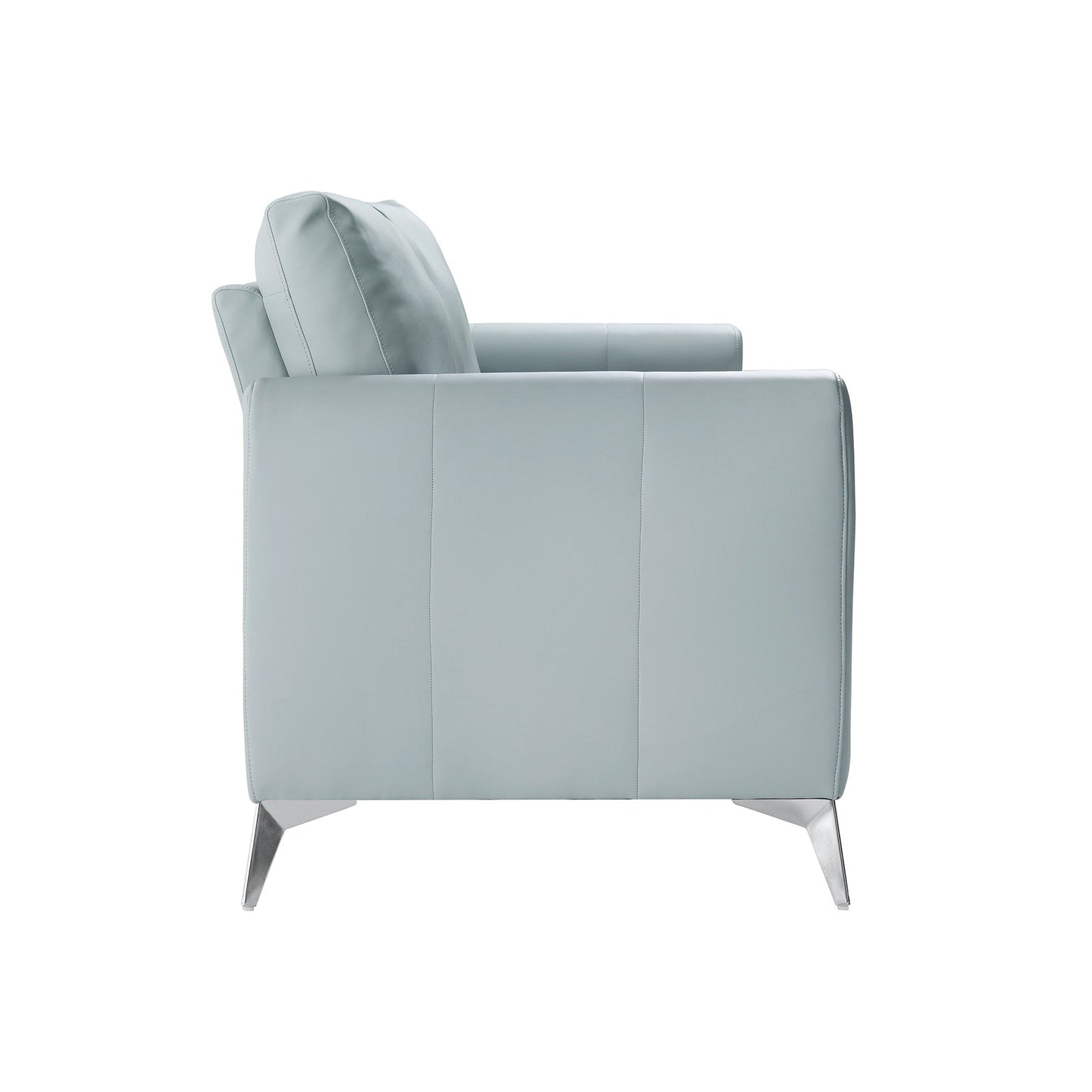 Noak 2-Seater Grey Faux Leather Sofa with Chrome Legs